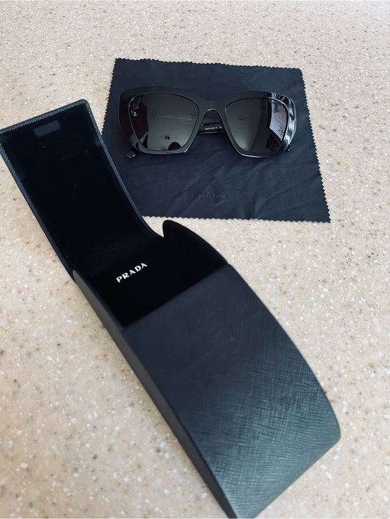 Prada Accessories - Prada Glossy Black Oversized Square Sunglasses